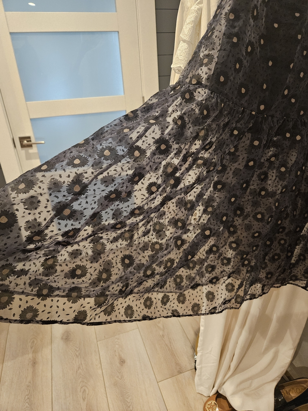 Zara Black Polka Dot Tiered A-Line Skirt - Picture 4 of 5